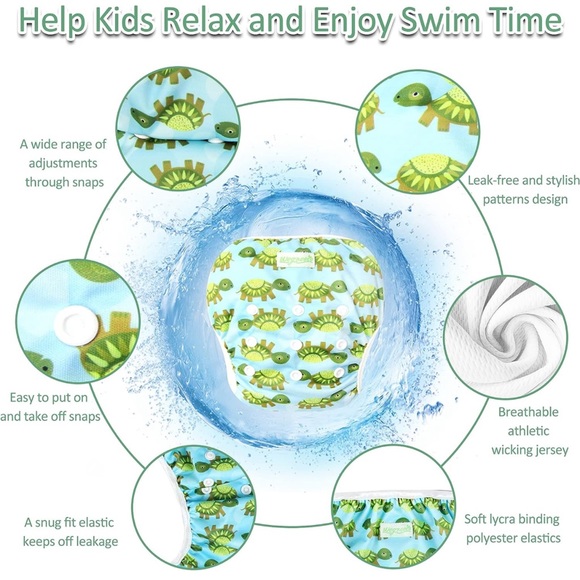 wegreeco Baby & Toddler Snap One Size Adjustable Reusable Baby Swim Diaper - Picture 8 of 14